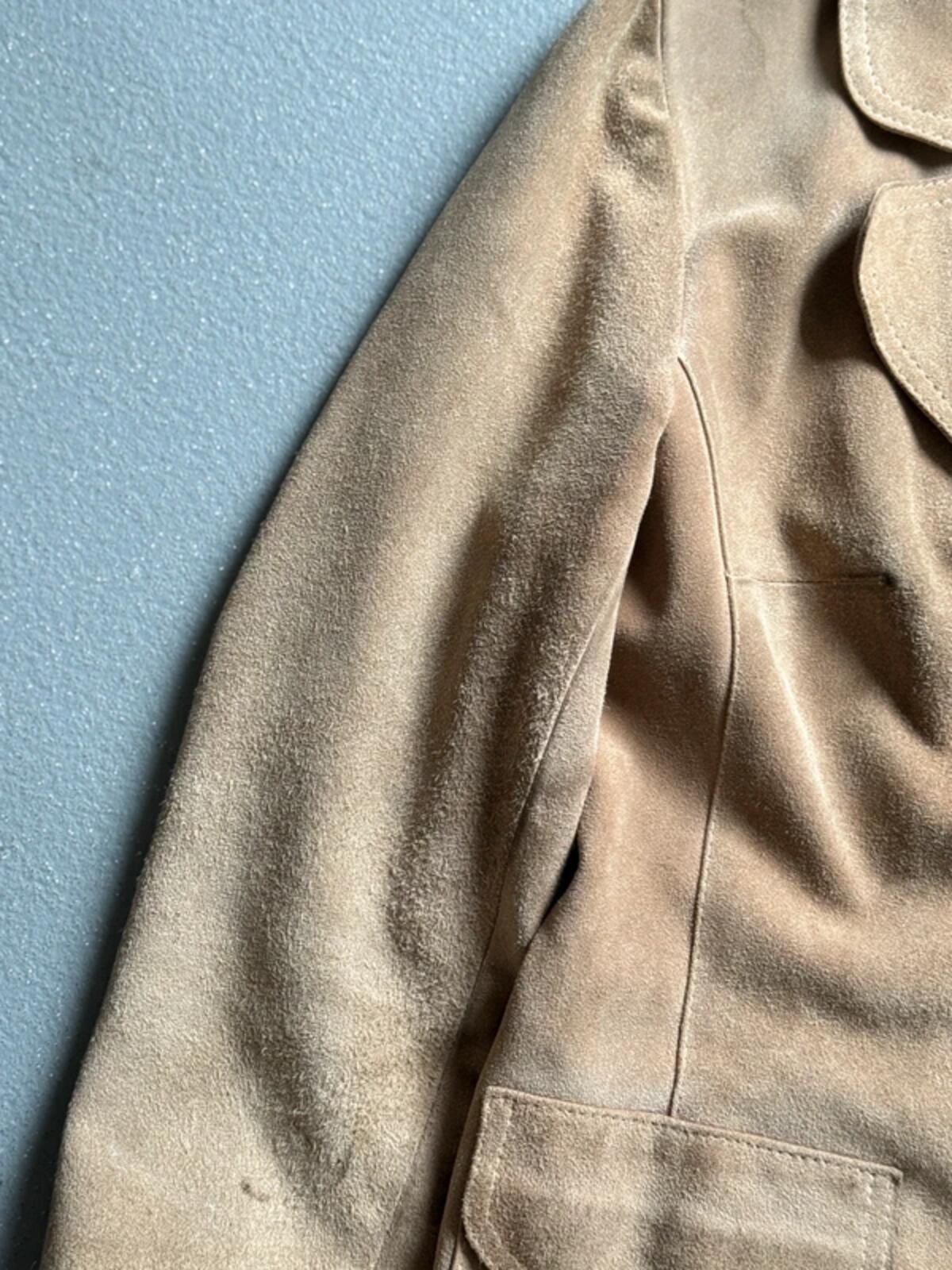 70s Suede Coat Size 18 Beige Brown Made in England