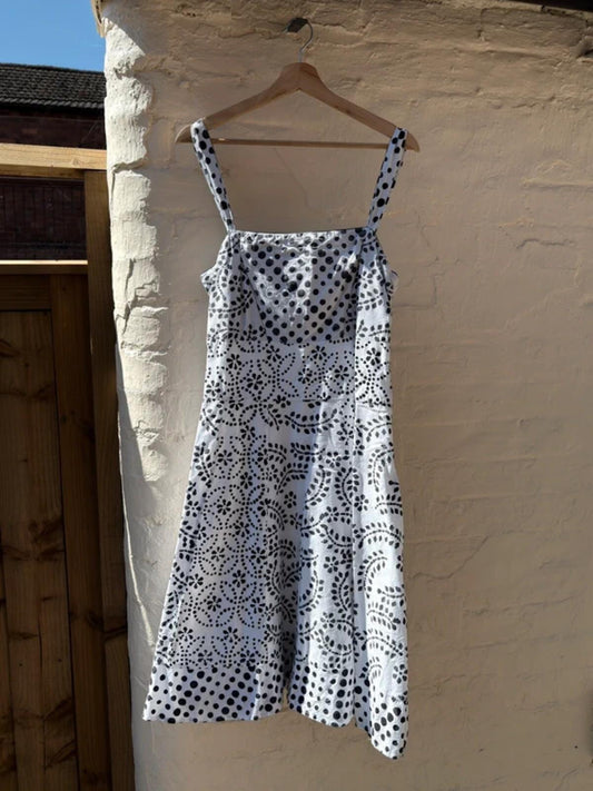 Per Una Summer Strap Dress Size 14 Black & White
