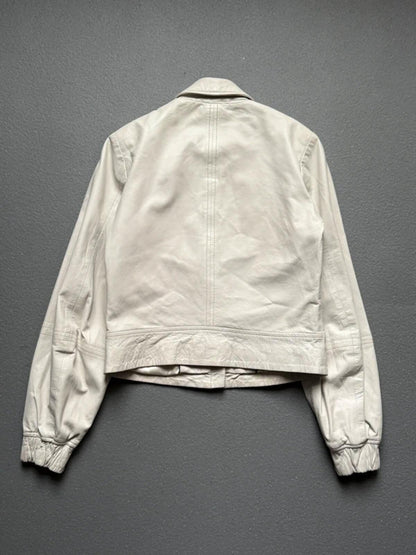 Ibana White Faux Leather Trucker Jacket Small