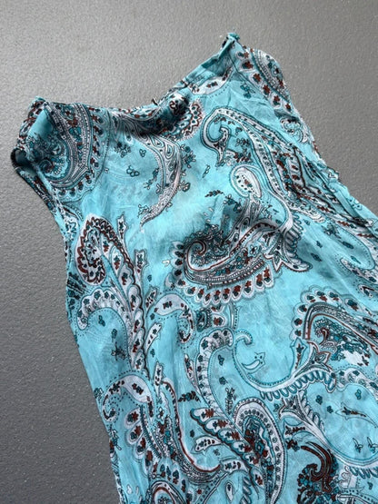 Y2K Sequin Sheer Asymmetrical Blouse Large 14