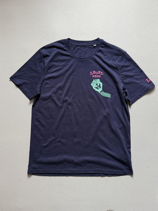 Level Head Brewery Navy Graphic T Shirt Pink Green Print XL