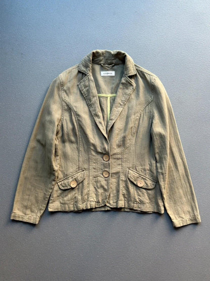 Y2K Linen Blazer Khaki Green Size 14