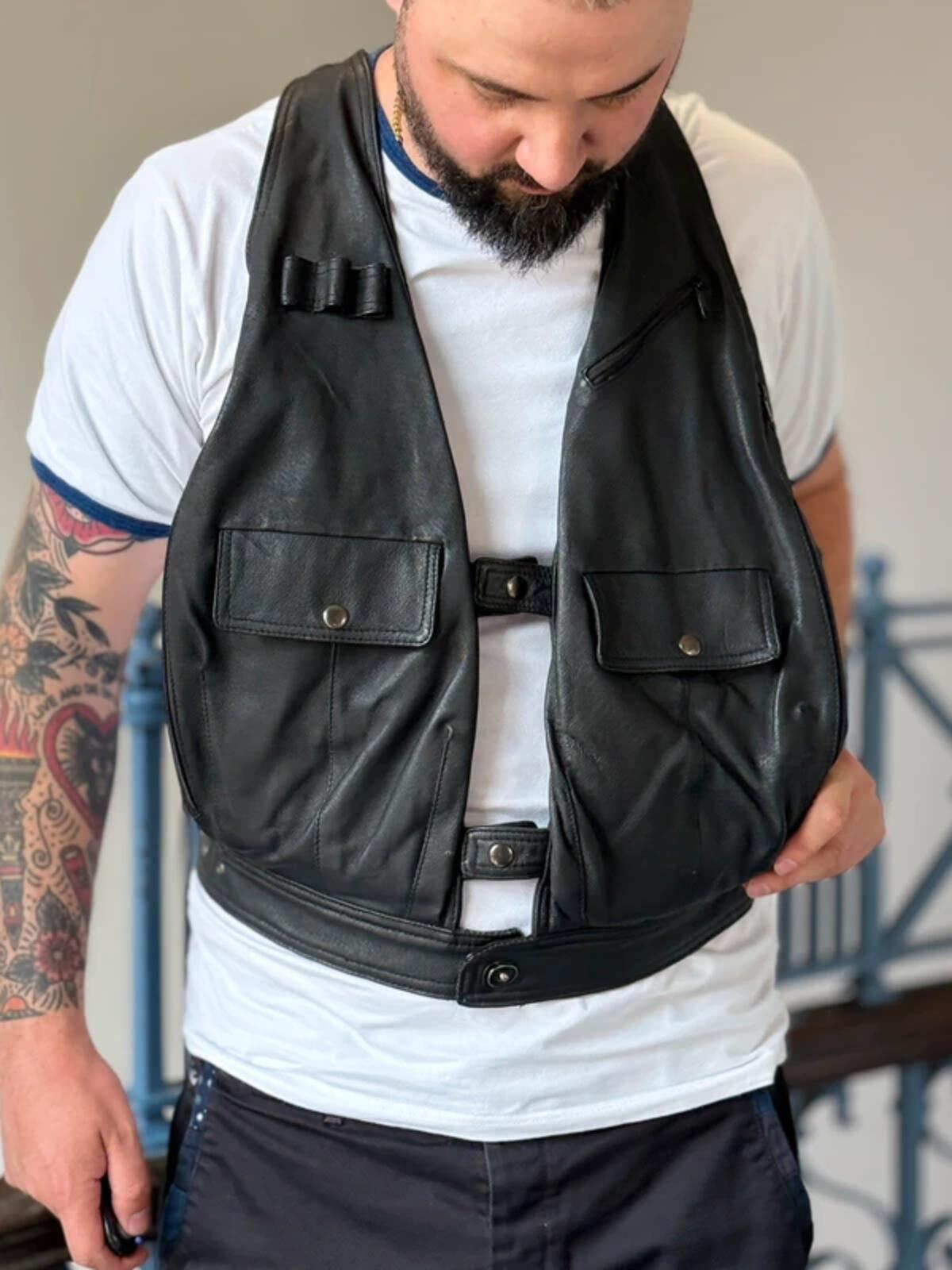 Vintage Leather Utility Vest Jopej