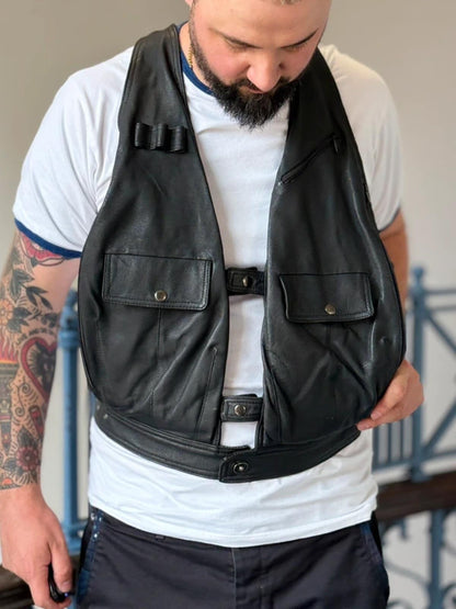 Vintage Leather Utility Vest Jopej
