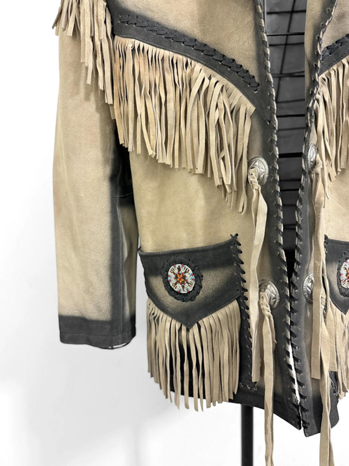Western Cowboy Fringe Real Leather Native Jacket Medium
