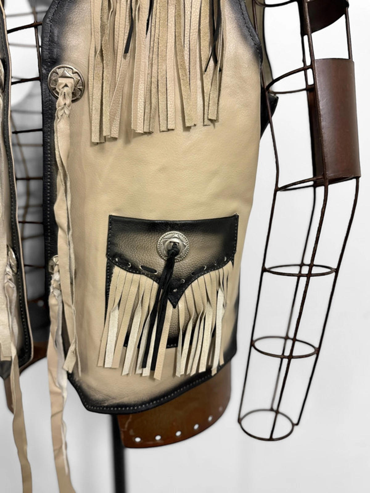 Western Cowboy Native Leather Vest Large