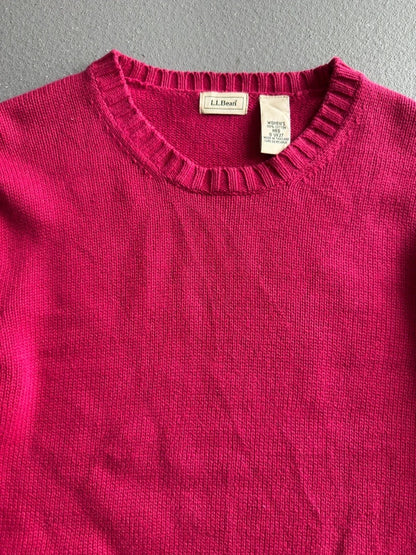 L.L.Bean 100% Cotton Cable Knit Jumper – Pink – Ladies Medium