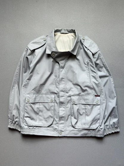 Vintage 1980s Sports Bomber Jacket XL Grey Utlility