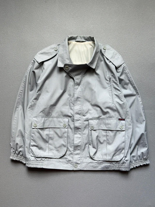 Vintage 1980s Sports Bomber Jacket XL Grey Utlility