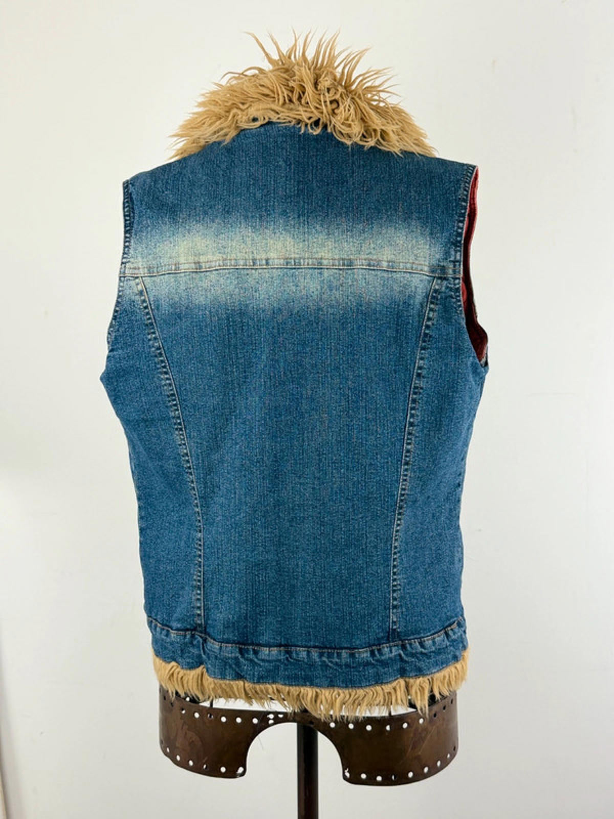 Y2K Afghan Denim Vest Gilet Medium