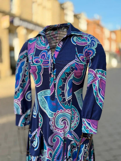 Y2K Psych Dress Paisley Mandala 70s Style Medium