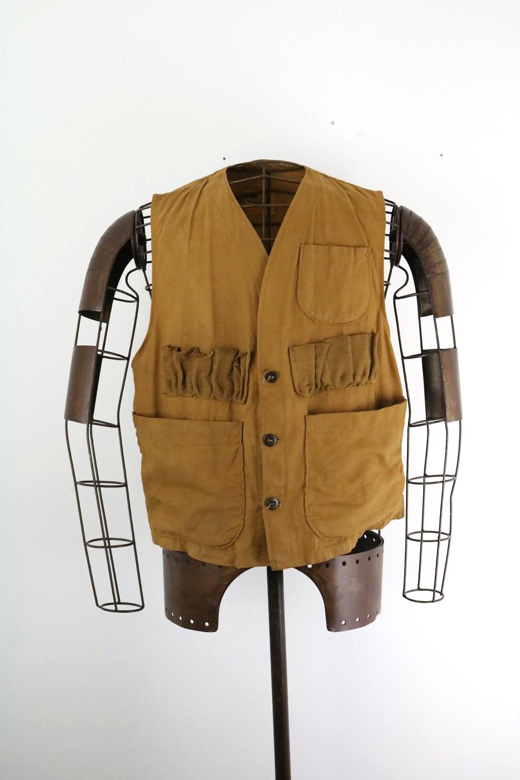 Vintage Workwear Utility Vest Tan Cotton Chore Vest 70s