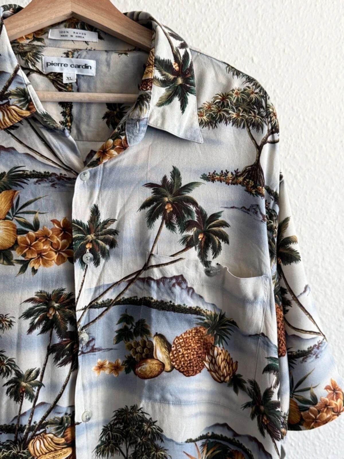 Pierre Cardin Vintage Hawaiian Pattern Shirt XL