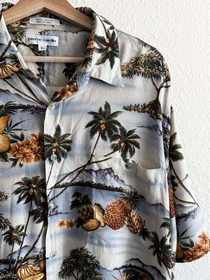 Pierre Cardin Vintage Hawaiian Pattern Shirt XL