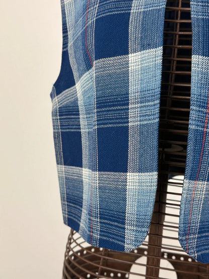 Vintage Plaid Cropped Waistcoat Medium Western