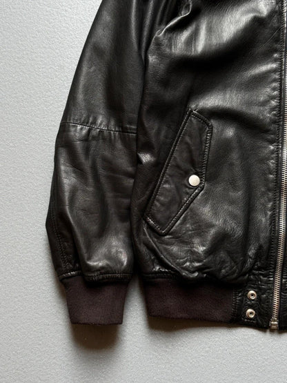 Diesel Black Leather Bomber Jacket Medium Men’s