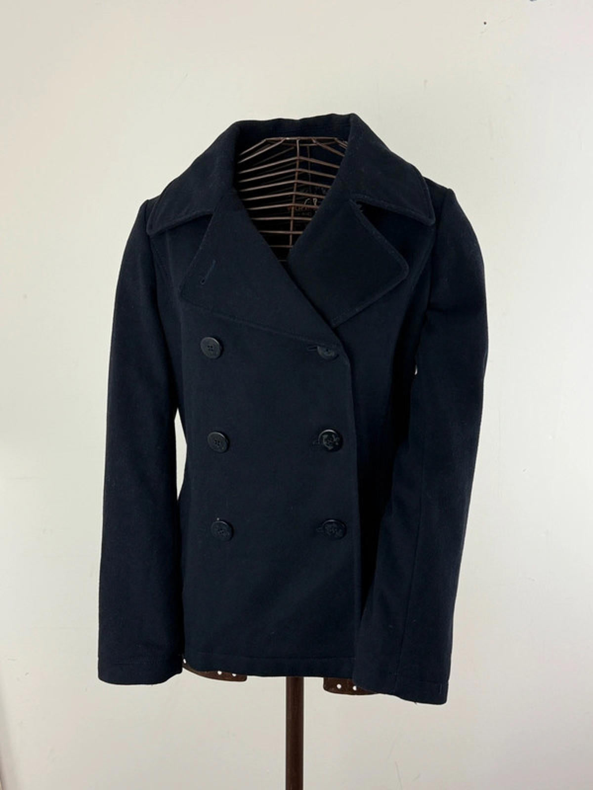 Woolrich Double Breasted Peacoat Large Cropped Navy
