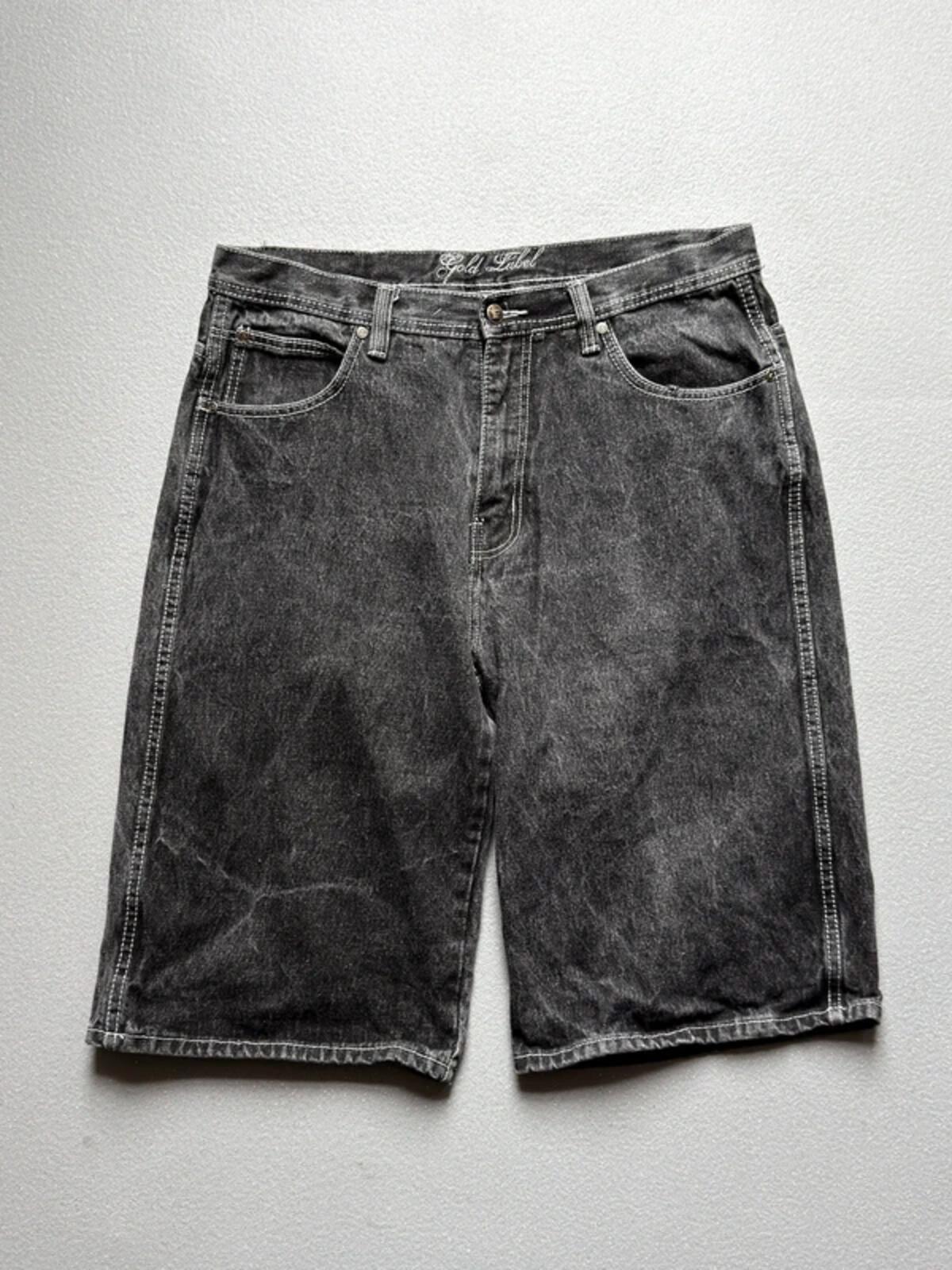 Baggy Y2K Denim Shorts Grey 36”