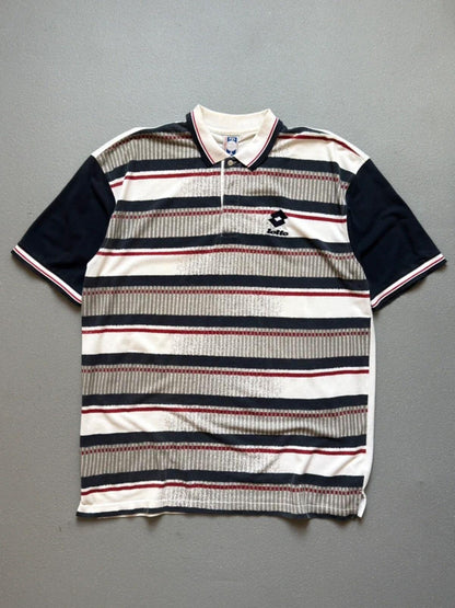 Lotto Vintage 90s Stripe Polo Shirt XXL