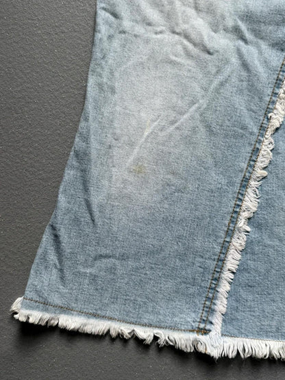 Y2K Flared Knee Length Denim Skirt Light Wash 30”