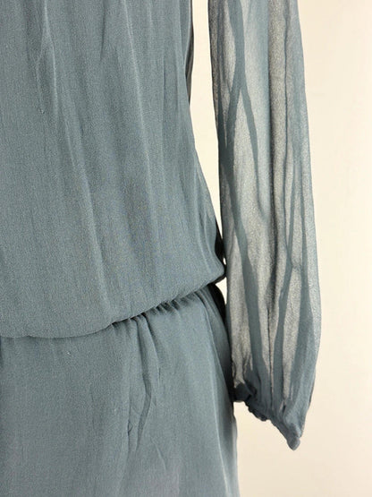 Gaudi Y2K Bow Tie Mesh Sheer Dress Size 10 Grey