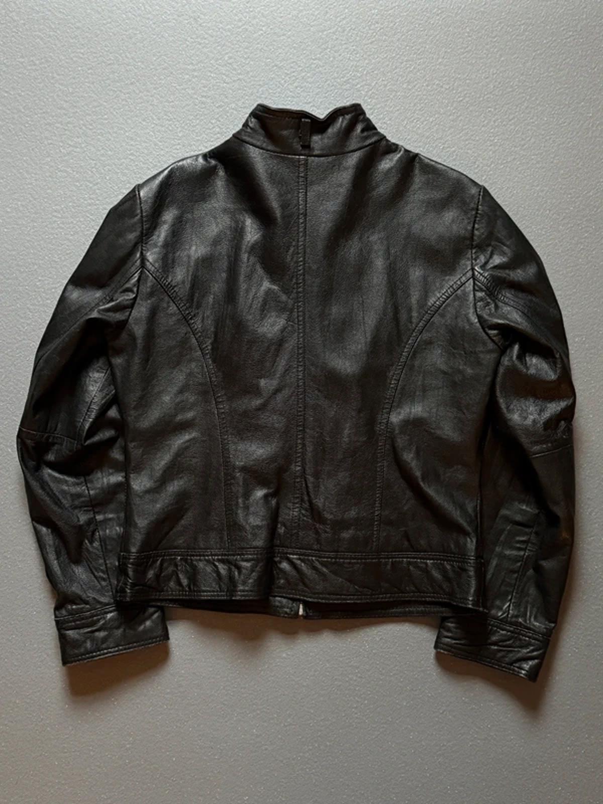 Vintage Tesini Biker Leather Bomber Jacket Size 12 Y2K