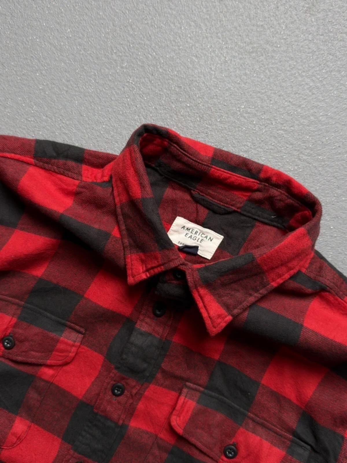 Red & Black Lumberjack Flannel Shirt Large American Eagle