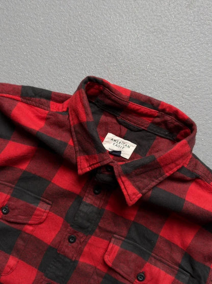 Red & Black Lumberjack Flannel Shirt Large American Eagle