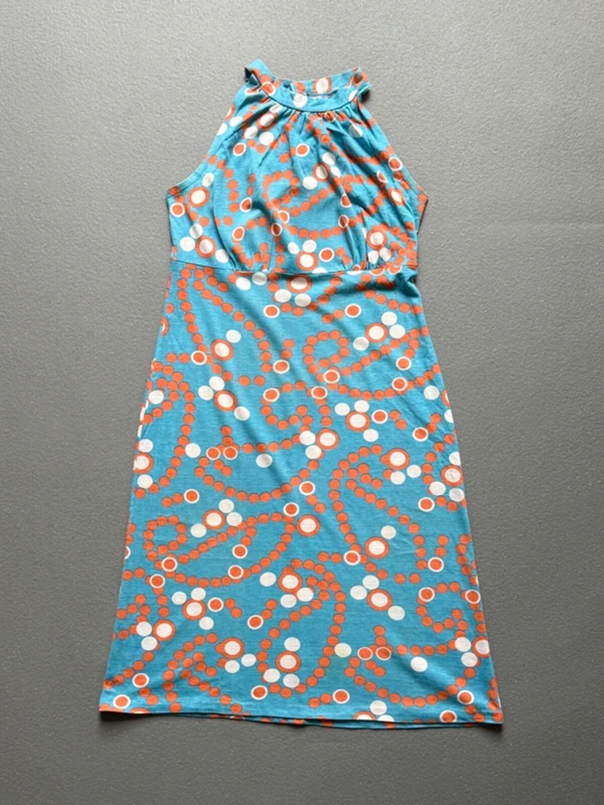 70s Halter Neck Mini Dress Geometric Pattern Small Size 8