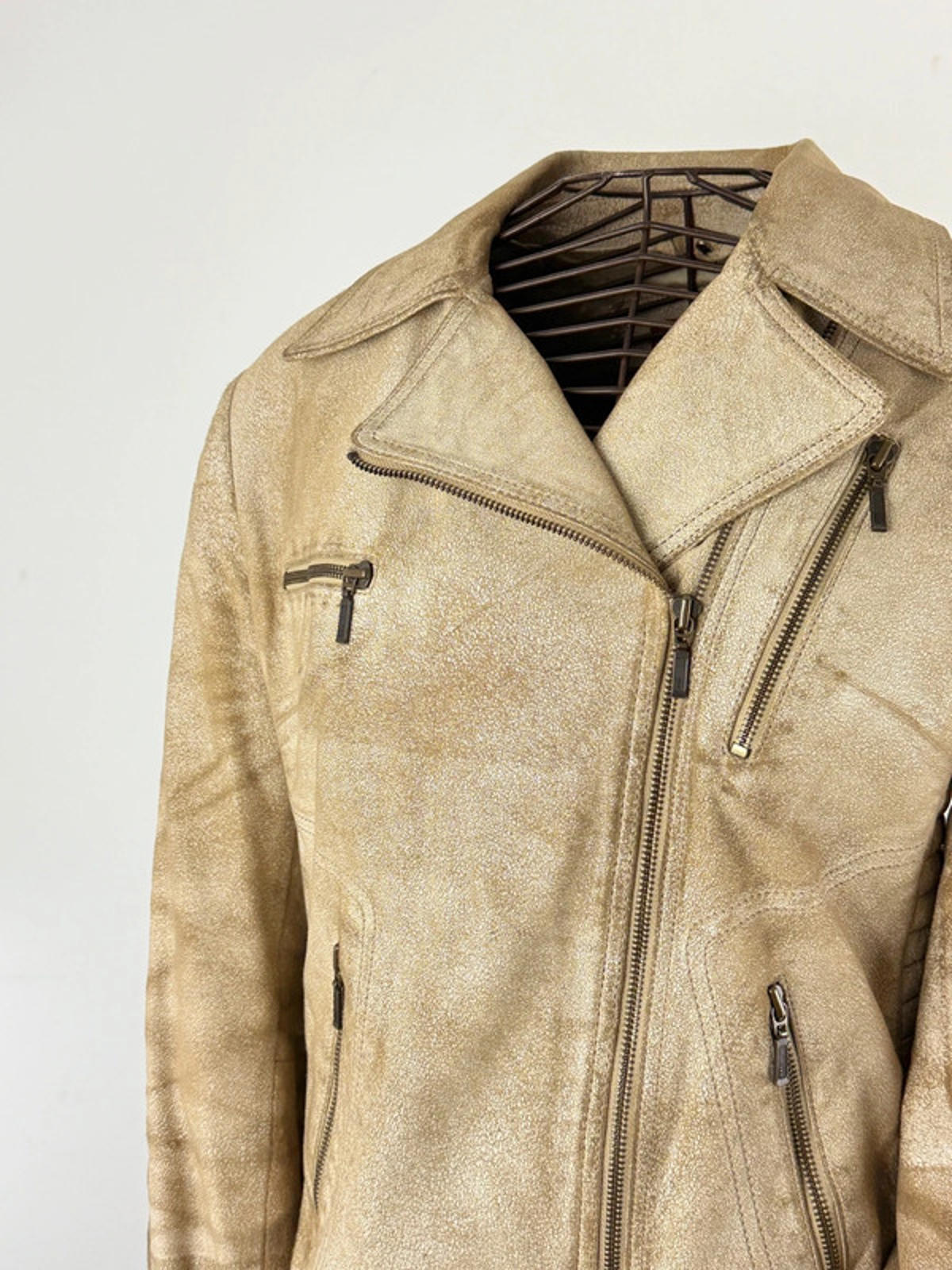 Distressed Look Y2K Perfecto Leather Jacket Size 12