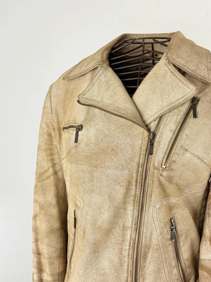 Distressed Look Y2K Perfecto Leather Jacket Size 12