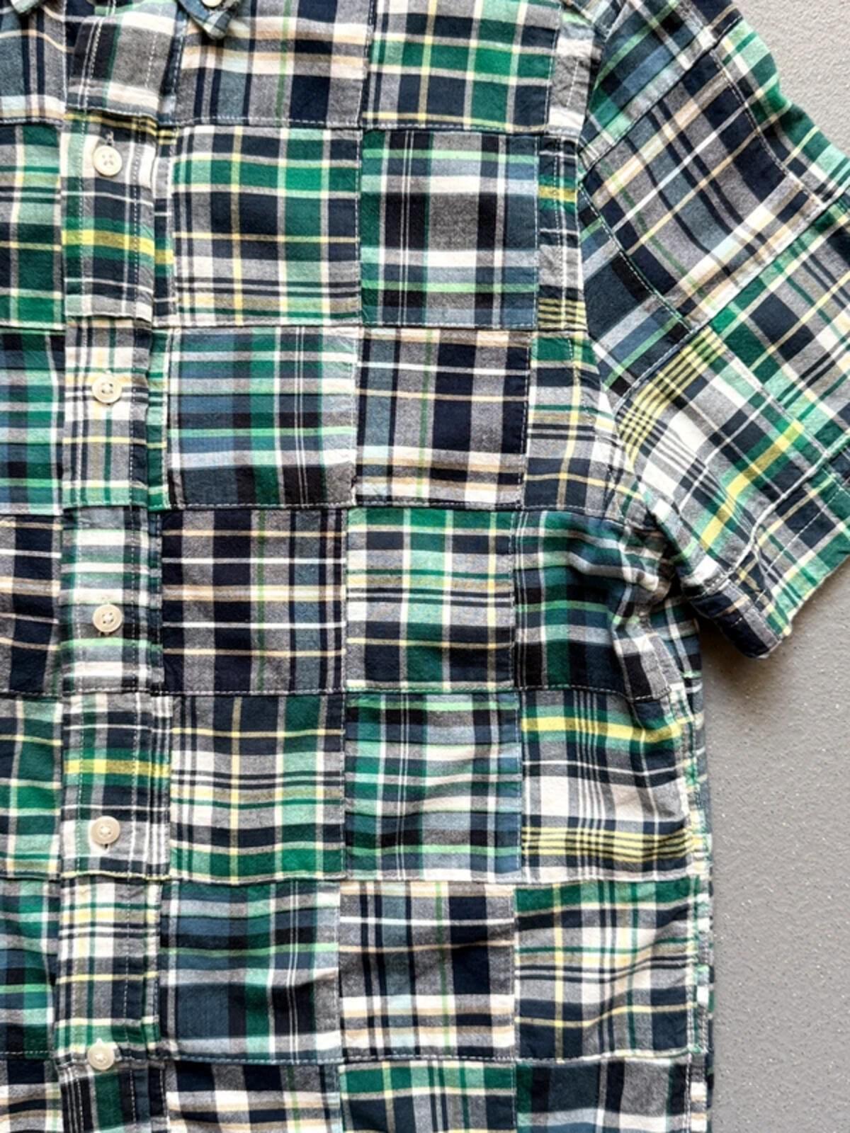 GAP Patchwork Madras Check Short Sleeve Shirt Small