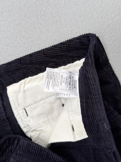 Carhartt WIP Black Corduroy Club Pants 31x32 Straight Leg Trousers