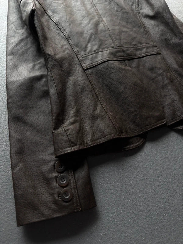 Y2K New Look Brown Leather Jacket – Women’s Size 10