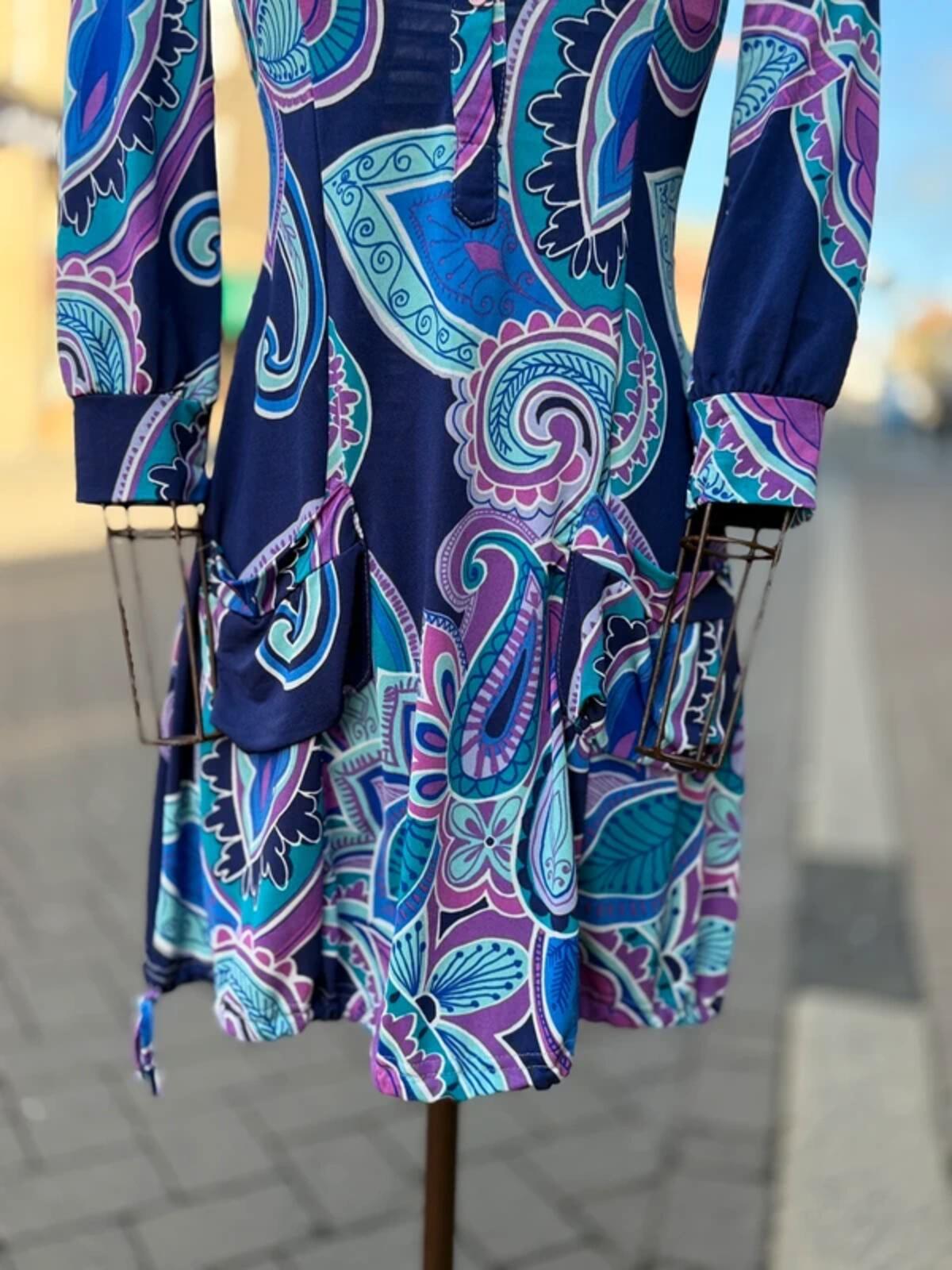 Y2K Psych Dress Paisley Mandala 70s Style Medium