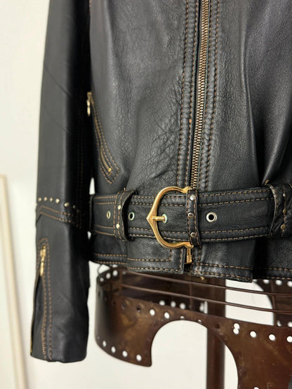 Vintage Biker Leather Jacket Western Style XL Ladies