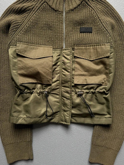 Diesel Archive Cropped Cable Knit Utility Jacket Small