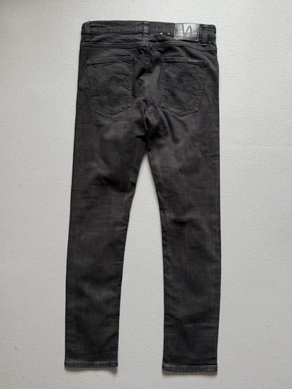 Nudie Jeans Lean Dean Black Denim Jeans 32x32 Straight Leg
