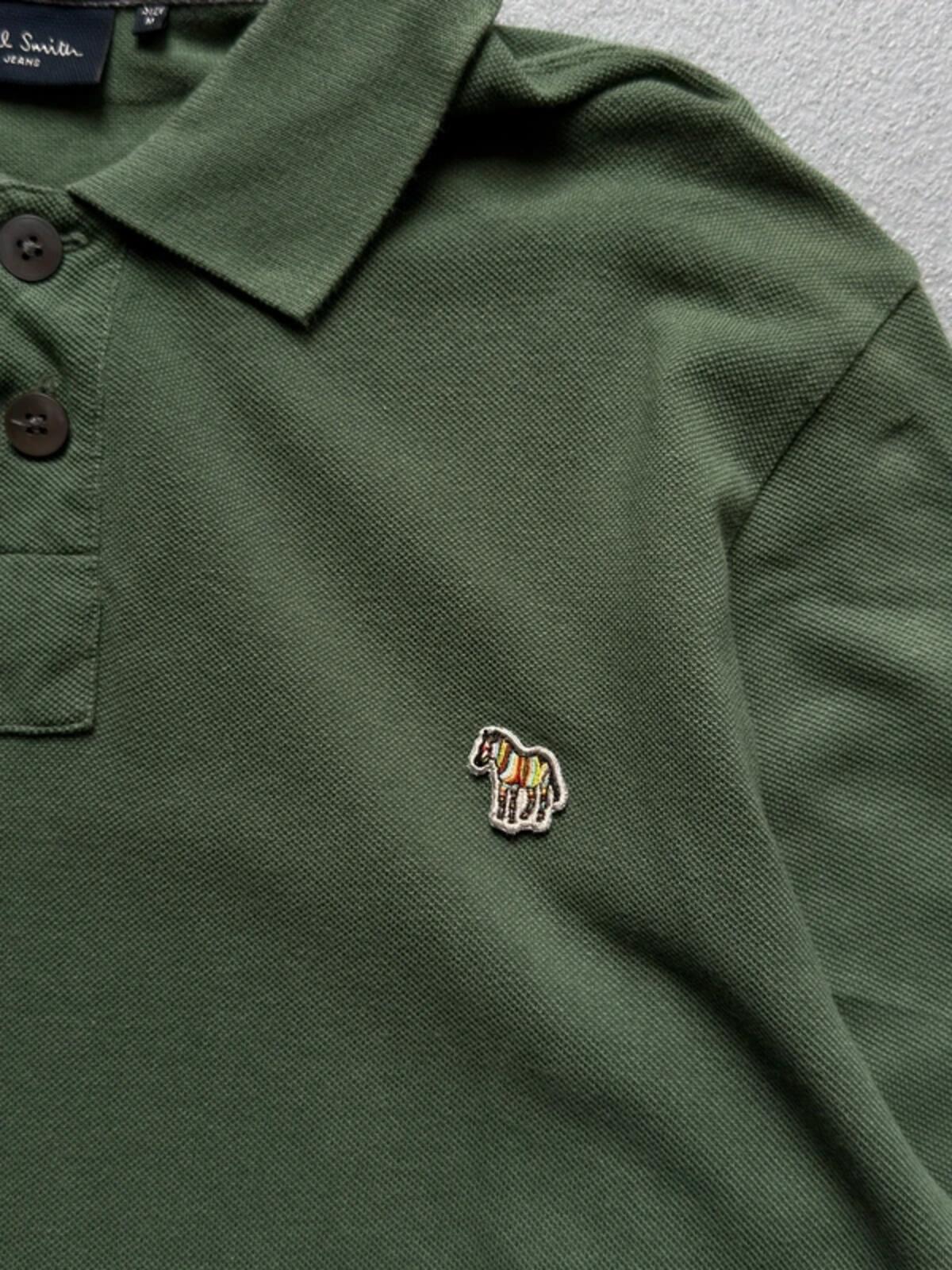 Paul Smith Zebra Long Sleeve Green Polo Shirt Medium