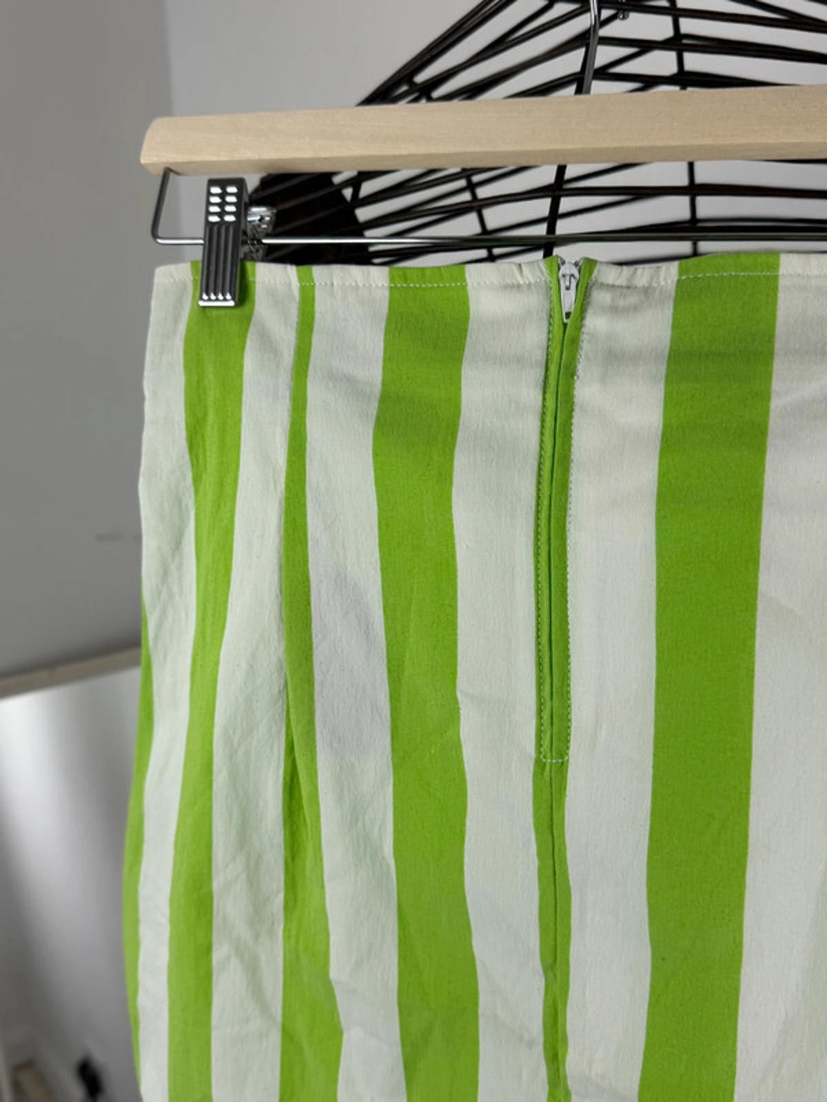 Vintage Green Stripe Fitted Skirt Size 8