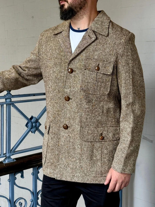 1970s Field Jacket Wool Beige Mens Large