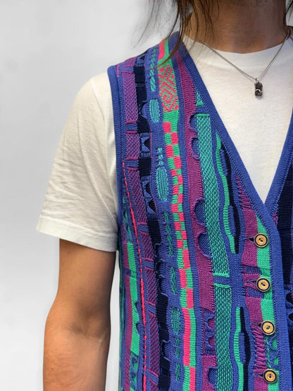 Vintage Cosby 3D Knit Waistcost Cardigan Small