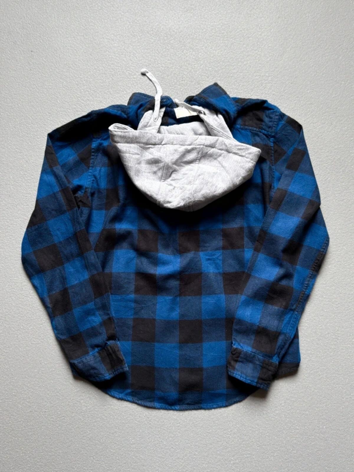 Y2K Grunge Hoodie Flannel Overshirt XS