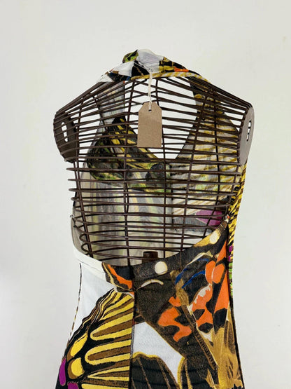 Y2K Floral Backless Halter Neck Dress Size 10