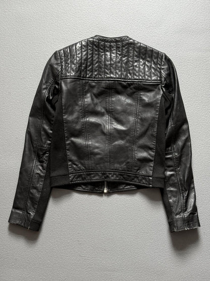 Mango Leather Jacket XS Black