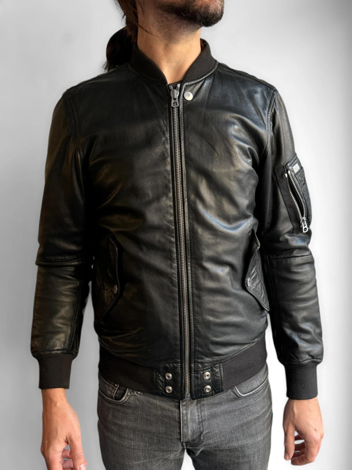 Diesel Sheepskin Real Leather Bomber Jacket Medium