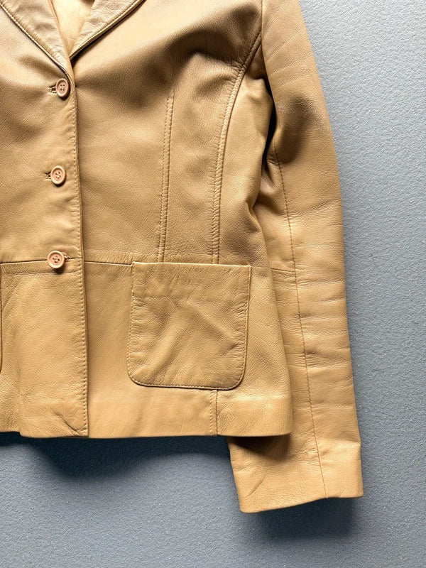 ARMA Buttery Beige Leather Jacket – Women’s UK 16