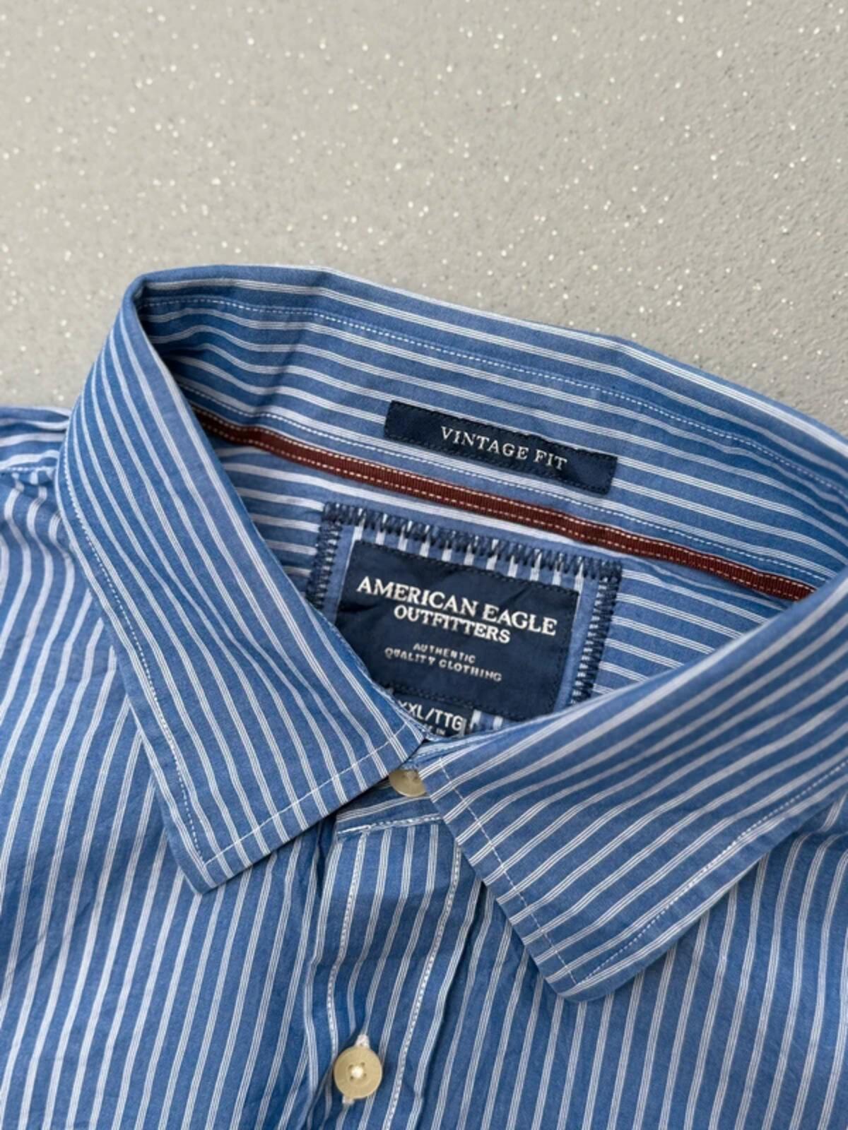 American Eagle Y2K Smart Pin Stripe Blue Shirt XXL
