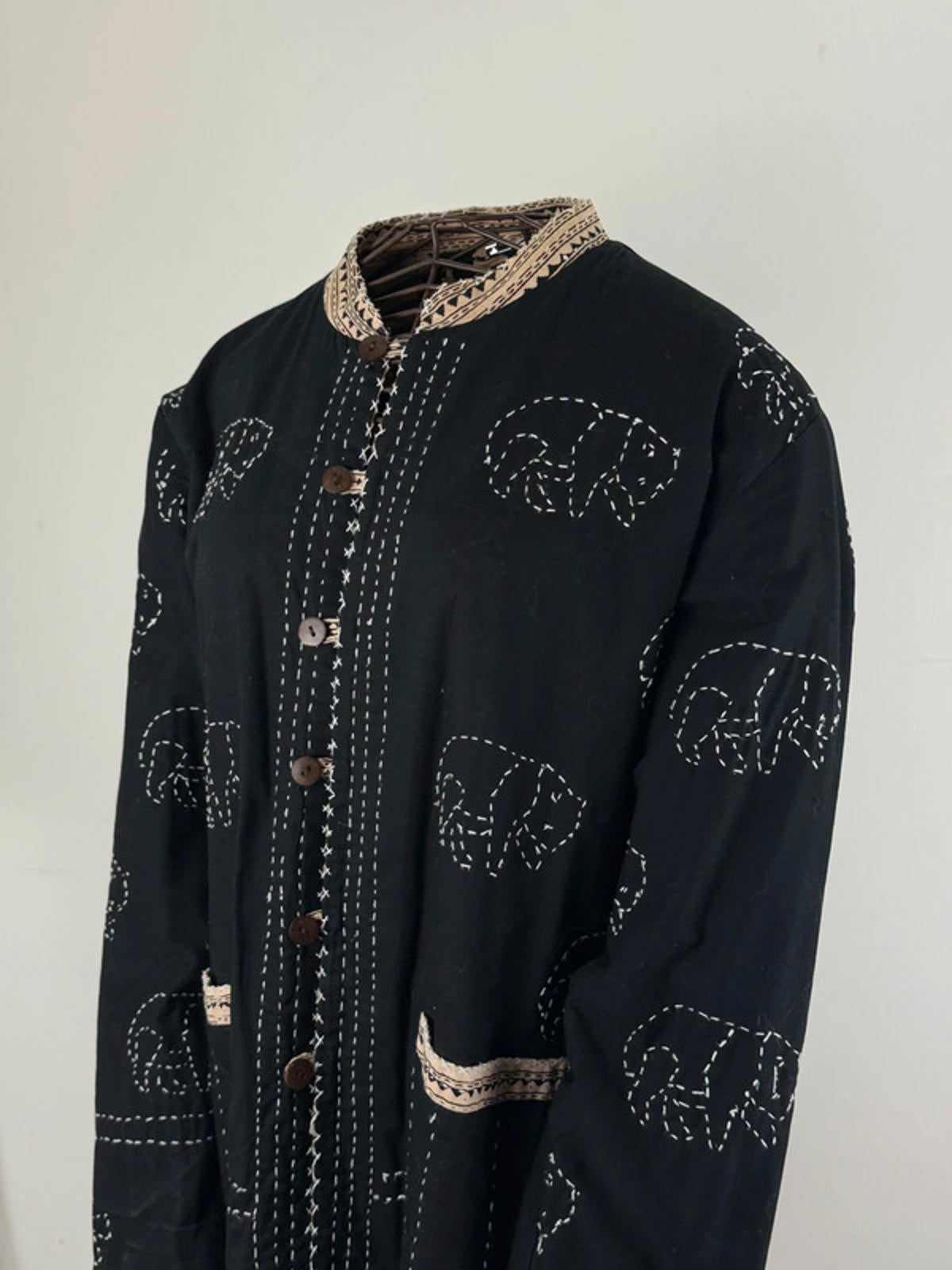 Kantha Quilted Panda Work Jacket XL Reversible