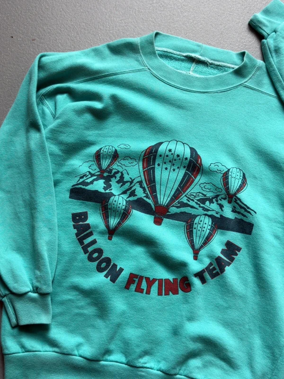 Vintage 80s Balloon Sweatshirt Turquoise Large